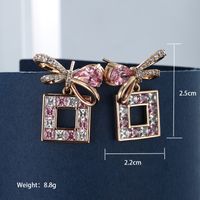 1 Pair Casual Glam Square Bow Knot Transparent Copper Alloy Artificial Gemstones 18k Gold Plated Drop Earrings main image 3