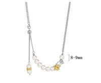 Lässig Einfarbig Süßwasserperle Sterling Silber Perlen Überzug 24 Karat Vergoldet Weißgold Plattiert Halskette main image 2