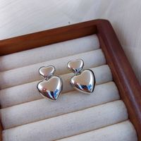 1 Pair Simple Style Heart Shape Plating Alloy 14k Gold Plated Silver Plated Drop Earrings main image 4