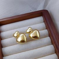 1 Pair Simple Style Heart Shape Plating Alloy 14k Gold Plated Silver Plated Drop Earrings main image 5
