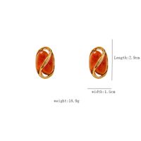 1 Pair Simple Style Oval Water Droplets Inlay Alloy Artificial Gemstones Ear Studs main image 2