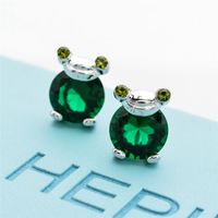 1 Pair Simple Style Classic Style Frog Plating Inlay Copper Zircon Rose Gold Plated White Gold Plated Ear Studs main image 4