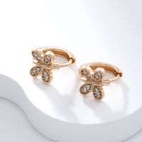 1 Pair Casual Xuping Simple Style Butterfly Plating Inlay Copper Alloy Artificial Diamond 18k Gold Plated White Gold Plated Hoop Earrings main image 1