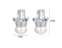1 Pair Casual Crown Plating Inlay Sterling Silver Freshwater Pearl Zircon White Gold Plated Earrings main image 2