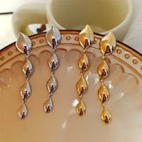 1 Pair Simple Style Leaves Plating Alloy 14k Gold Plated Silver Plated Drop Earrings main image 1