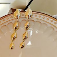 1 Pair Simple Style Leaves Plating Alloy 14k Gold Plated Silver Plated Drop Earrings main image 4