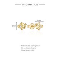 1 Pair Simple Style Cactus Moon Flower Plating Inlay Sterling Silver Zircon 18k Gold Plated Ear Studs main image 5