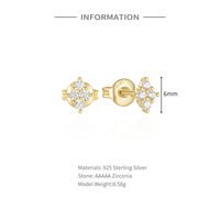 1 Pair Simple Style Cactus Moon Flower Plating Inlay Sterling Silver Zircon 18k Gold Plated Ear Studs main image 4