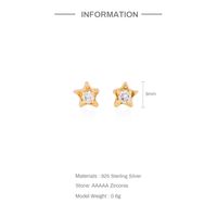 1 Pair Simple Style Cactus Moon Flower Plating Inlay Sterling Silver Zircon 18k Gold Plated Ear Studs main image 3