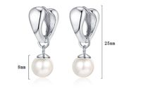 1 Pair Casual Pearl Plating Inlay Sterling Silver Shell 24k Gold Plated White Gold Plated Earrings main image 2