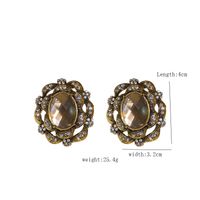 1 Pair Exaggerated Shiny Oval Hollow Out Inlay Alloy Artificial Gemstones Rhinestones Ear Studs main image 2