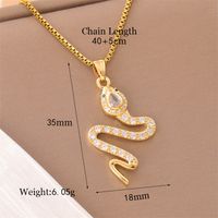Stainless Steel Titanium Steel 18K Gold Plated Retro Lady Roman Style Enamel Plating Inlay Snake Bee Butterfly Zircon Pendant Necklace sku image 1