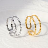 304 Stainless Steel 18K Gold Plated Simple Style Plating Solid Color Open Rings main image 1