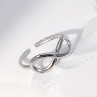 304 Stainless Steel 18K Gold Plated Sweet Simple Style Plating Hollow Out Infinity Open Rings main image 5