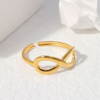 304 Stainless Steel 18K Gold Plated Sweet Simple Style Plating Hollow Out Infinity Open Rings main image 3