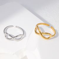 304 Stainless Steel 18K Gold Plated Sweet Simple Style Plating Hollow Out Infinity Open Rings main image 1