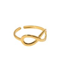 304 Stainless Steel 18K Gold Plated Sweet Simple Style Plating Hollow Out Infinity Open Rings main image 4