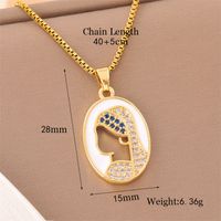 Stainless Steel Titanium Steel 18K Gold Plated Retro Lady Roman Style Enamel Plating Inlay Snake Bee Butterfly Zircon Pendant Necklace sku image 4