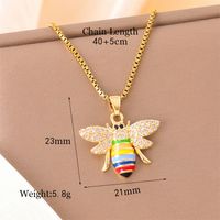 Stainless Steel Titanium Steel 18K Gold Plated Retro Lady Roman Style Enamel Plating Inlay Snake Bee Butterfly Zircon Pendant Necklace sku image 5