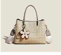 Women's Large Pu Leather Plaid Vintage Style Square Zipper Handbag sku image 5