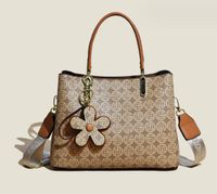 Women's Large Pu Leather Plaid Vintage Style Square Zipper Handbag sku image 4