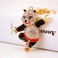 Cute Panda Alloy Inlaid Zircon Unisex Bag Pendant Keychain main image 1