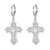 1 Pair Ig Style Classic Style Cross Plating Inlay Copper Zircon White Gold Plated Gold Plated Drop Earrings main image 4