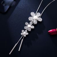 Ig Style Shiny Flower Alloy Copper Plating Inlay Artificial Pearls Rhinestones Sweater Chain Long Necklace main image 4