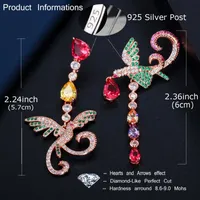 1 Pair Shiny Phoenix Water Droplets Tassel Asymmetrical Plating Inlay Copper Zircon Rhodium Plated Silver Plated Drop Earrings main image 2