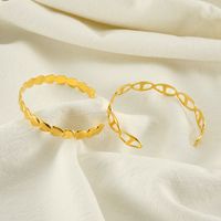 Simple Style Heart Shape Solid Color 304 Stainless Steel 18K Gold Plated Titanium Steel Bangle In Bulk main image 1