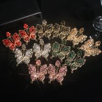 1 Pair Ig Style Exaggerated Butterfly Inlay Alloy Rhinestones Zircon Drop Earrings main image 3
