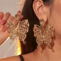 1 Pair Ig Style Exaggerated Butterfly Inlay Alloy Rhinestones Zircon Drop Earrings main image 1