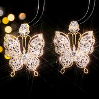 1 Pair Ig Style Exaggerated Butterfly Inlay Alloy Rhinestones Zircon Drop Earrings sku image 4