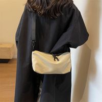 Women's Canvas Solid Color Vacation Sewing Thread Square Zipper Shoulder Bag sku image 1