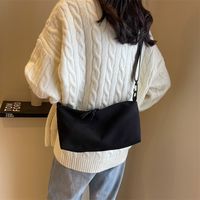 Women's Canvas Solid Color Vacation Sewing Thread Square Zipper Shoulder Bag sku image 4