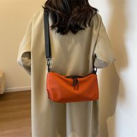 Women's Canvas Solid Color Vacation Sewing Thread Square Zipper Shoulder Bag sku image 5