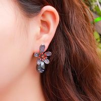 1 Pair Romantic Sweet Flower Plating Inlay Copper Pearl Zircon Rhodium Plated Silver Plated Drop Earrings main image 9