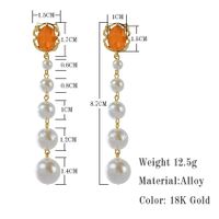 1 Pair Glam Sweet Oval Beaded Plating Inlay Alloy Glass Stone 18k Gold Plated Drop Earrings main image 2
