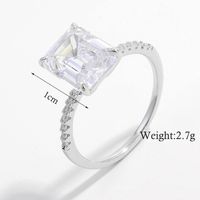 Simple Style Shiny Rectangle Sterling Silver Plating Inlay Zircon 14k Gold Plated Rose Gold Plated White Gold Plated Rings sku image 7