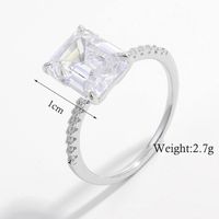 Simple Style Shiny Rectangle Sterling Silver Plating Inlay Zircon 14k Gold Plated Rose Gold Plated White Gold Plated Rings sku image 9