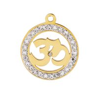 1 Piece Stainless Steel Rhinestones 18K Gold Plated Round Number main image 5