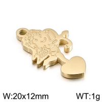 1 Piece Stainless Steel 18K Gold Plated Angel Heart Shape sku image 4