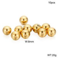 1 Set Diameter 8mm Stainless Steel 18K Gold Plated Round Polished Beads sku image 2
