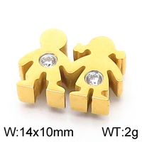 1 Piece 12 * 9mm 13 * 9mm 14 * 10mm Stainless Steel Rhinestones 18K Gold Plated Solid Color Pendant sku image 5