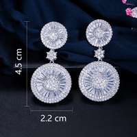1 Pair Lady Round Snowflake Plating Inlay Copper Zircon Rhodium Plated Silver Plated Drop Earrings main image 9