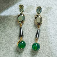 1 Pair Retro Water Droplets Plating Inlay Copper Glass Bead Glass Stone 18k Gold Plated Drop Earrings main image 1