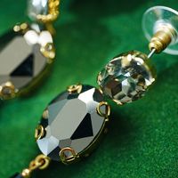 1 Pair Retro Water Droplets Plating Inlay Copper Glass Bead Glass Stone 18k Gold Plated Drop Earrings main image 5