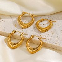 1 Paire Style IG Forme De Cœur Placage Acier Inoxydable 304 Plaqué Or 18K Des Boucles D'Oreilles main image 6