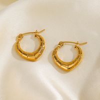 1 Par Estilo IG Forma De Corazón Enchapado Acero Inoxidable 304 Chapados en oro de 18k Aretes main image 3