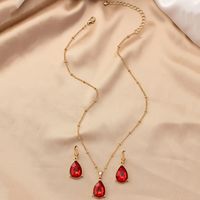 Elegant Retro Water Droplets Alloy Inlay Gem Women's Earrings Necklace main image 4